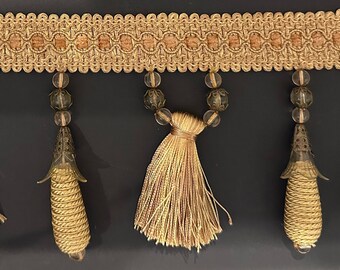 4&1/2" Gold Tassel Fringe Beaded Fringe Trim Trimming 5 Yards