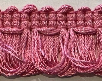 Ribete de tela con flecos de lazo rosa intenso de 1" Recorte de 12 yardas