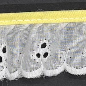 1&quot; white ruffled eyelet yellow piping fabric trim 25 yards