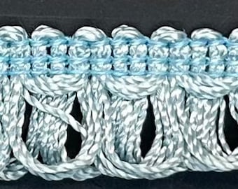 1" Light Blue Loop Fringe Fabric Trim 12 Yards Trimming Conso M23