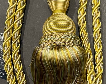 Gold Ivory Braided Cord Tieback Tiebacks 30" Cord Spread 8" Tassel Lot Of 2