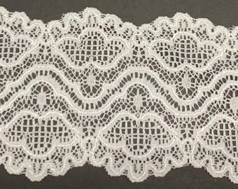 3" white embroidered lace fabric trim 8 yards