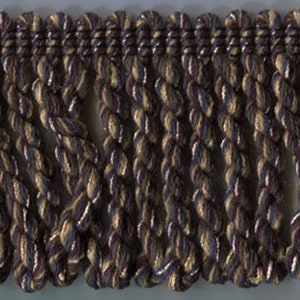 3&quot; Navy Blue Gold Heavy bullion Fabric Fringe Trim 6 Yards