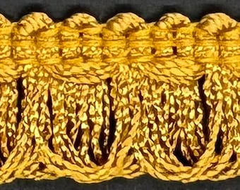 1" Antique Gold Loop Fringe Fabric Trim 8 Yards Trimming Holiday Trim