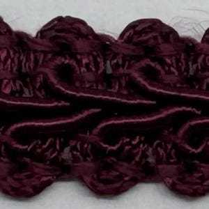 Tessuto di treccia francese cinese Gimp, 1/2" color vino scuro, 8 iarde