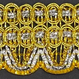 1&1/4&quot; metallic gold and silver braid gimp trim 21 yards