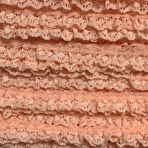 1/2&quot; peach ruffled lace fabric trim 25 yards