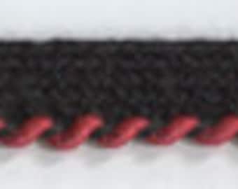 red black mingled lip cord edge fabric trim 36 yards