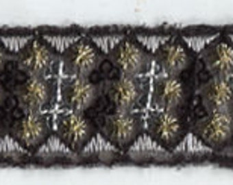 1 « or noir argent paillettes tresse garniture en tissu 9 yards