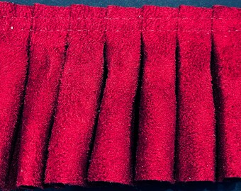 3" Boxed Pleated Burgundy Maroon Faux Suede Fabric Trim 6 Yards