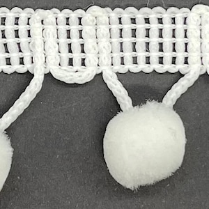 1/2&quot; White Pom Pom Ball Fabric fringe trim 12 yards