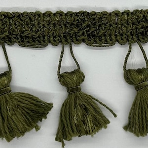 2&quot; Khaki Green Tassel Fringe Fabric Trim 18 Yards Conso L50 Trimming