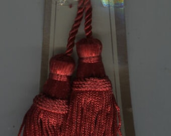 Red Chair Tie 4" Tassels 22" Cord Lot Of 2 Holiday Trim