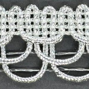 1&quot; Metallic Silver Double Loop Fabric Fringe Trim 12 Yards Upholstery Trim