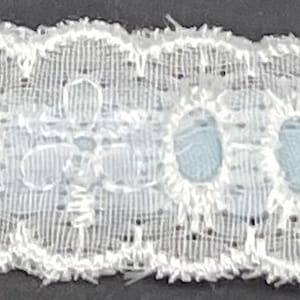 3/4" White Eyelet Beading With Light Blue Satin Ribbon 25 Yards