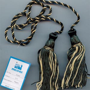 Green Champagne Chair Tie  4&quot; Tassels  29&quot; Cord Lot Of 6