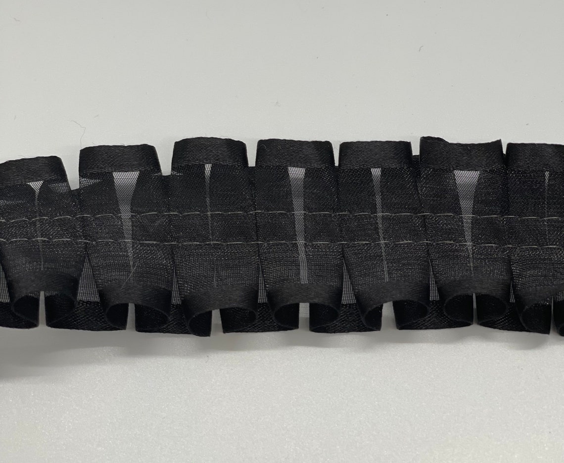 1&1/2 Black Pleated Organza and Satin Fabric Trim 13 Etsy