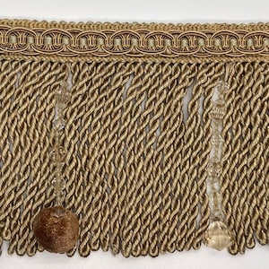 6&quot; Gold Beaded Bullion Fabric Fringe Trim 5 Yards