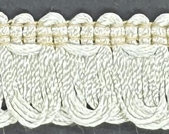Garniture en tissu à franges grises, gris argenté, 2,5 cm (12 mètres)