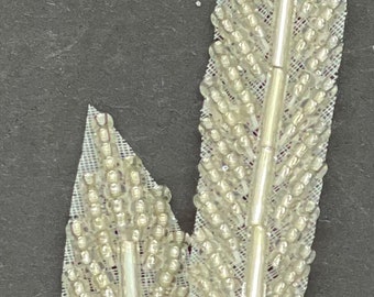 5" silver bead pearl leaf applique lot of 10