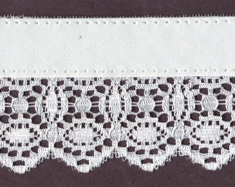 2 1/2" white lace fabric trim leather header 10 yards