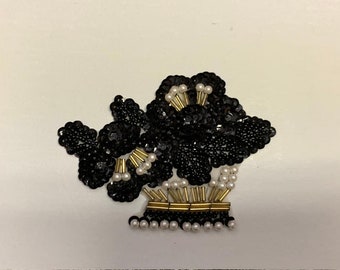 black gold sequin bead and pearl trim appliques