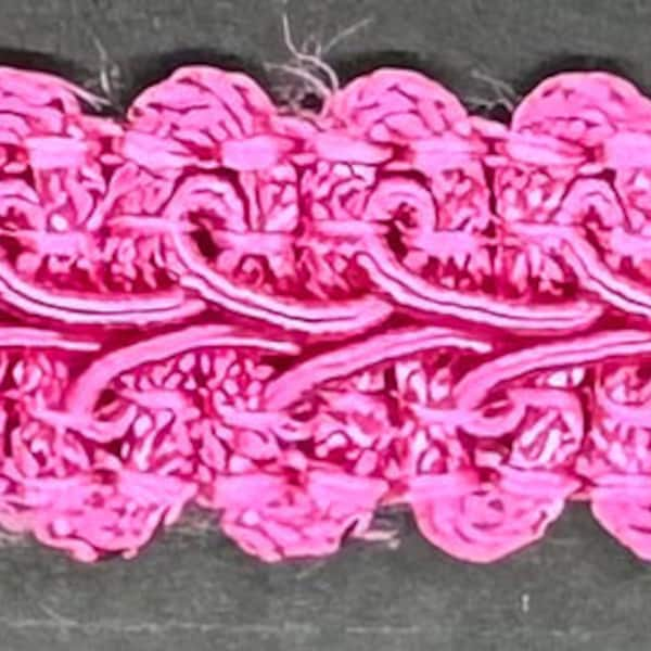 Tresse chinoise fuchsia, 1/2 po., tresse gansée, tresse gansée française, bordure en tissu, 10 mètres