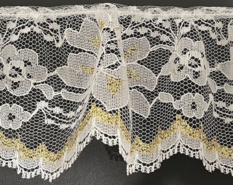 3" white metallic gold ruffled lace fabric trom 10 yards