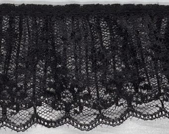 2&1/2" 3 Layer Black Ruffled Gathered Lace Fabric Trim 10 Yards Trimming