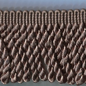 3&quot; Taupe Heavy Bullion Fabric Fringe Trim 5 Yards