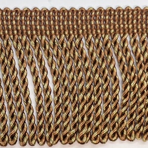 2&1/2&quot; Hazelnut Camel Cream Mingled Bullion Fringe Fabric Trim 6 yards Conso