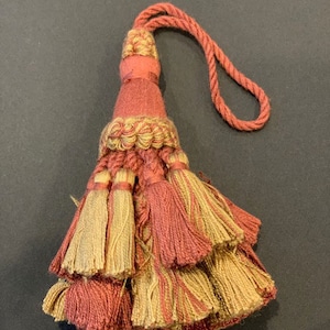 4&1/2&quot; Coral Gold Tied Key Tassel Fabric Trim  Lot Of 2
