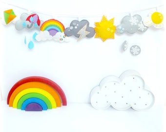 Sew your own felt weather garland. Felt garland. Craft kit. Weather nursery. Felt rainbow. Sewing kit.