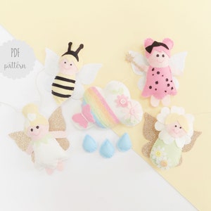 PDF Garden Fairies felt garland sewing kit. Templates and instructions to make a felt fairy garland. Craft kit.