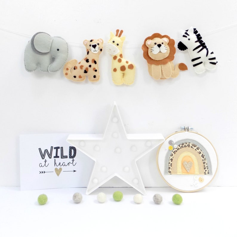 Sew Your Own Felt Safari Animals Garland Nursery Decor Etsy Australia
