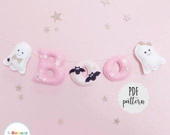 PDF Nähanleitung für Filzgirlande, Nähen, Bastelanleitung Geistergirlande, Pastellhalloween, Boo-Girlande. Filz Boo