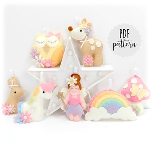PDF pattern and instructions Enchanted Forest garland . Pattern. Digital pattern. DIY pattern.  Nursery decor.