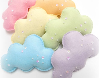 Sew your own felt Cloud garland kit.  Nursery decor. Felt star. Cloud garland. Sewing kit. DIY craft