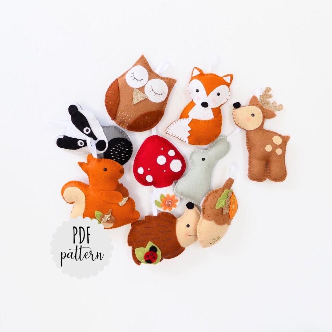 PDF Pattern and Instructions Felt Woodland Garland Kit. Felt Sewing Kit