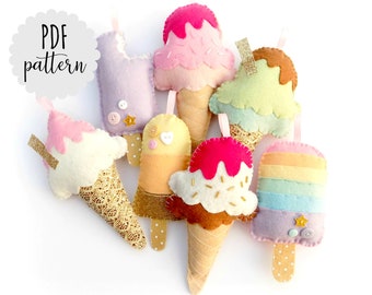 PDF pattern to make Ice cream garland . Instant download. PDF instructions. Digital pattern.