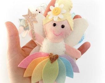 Rainbow fairy decoration. Felt fairy. Felt rainbow fairy.