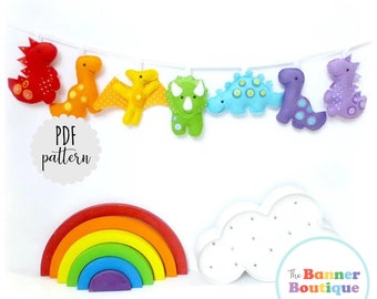 PDF instructions Dinosaur garland . Pattern. Digital pattern.