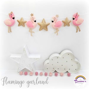 Sew your own felt Flamingo garland. felt kit. Sewing kit. Nursery decor.