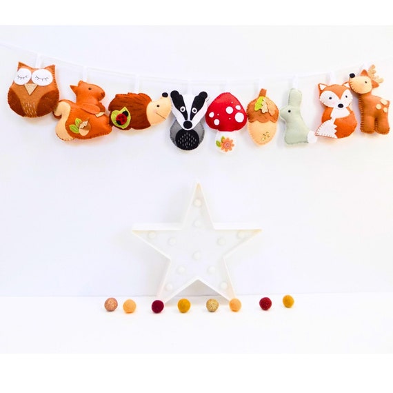 Sew Your Own Felt Woodland Garland Kit. Felt Kit. Sew Your Own