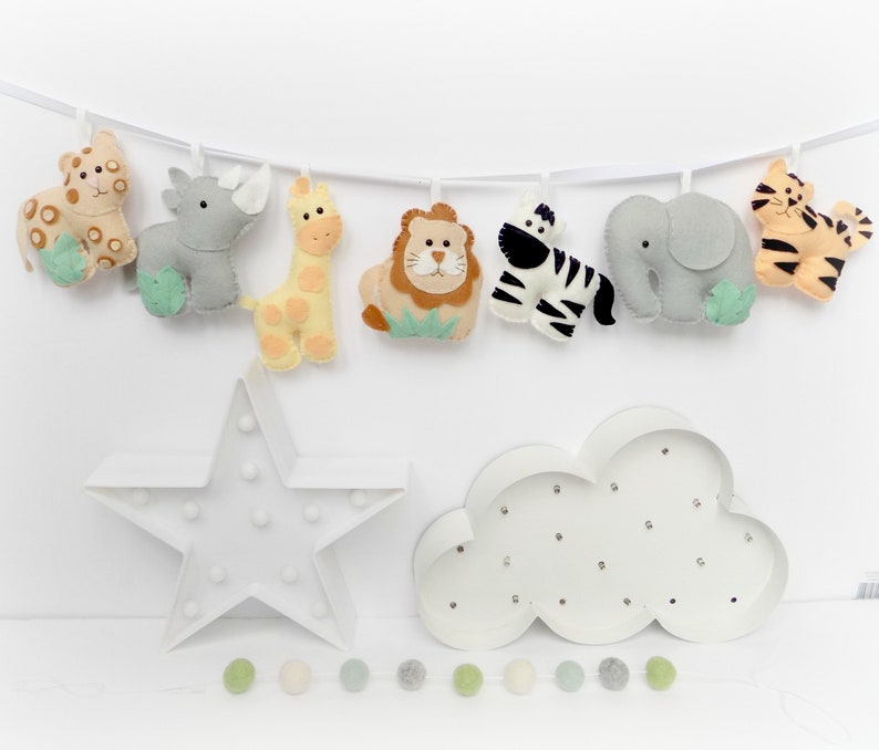 Pattern PDF instructions Safari animals nursery garland Digital pattern.