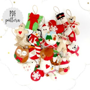 PDF pattern Set of 24 felt Christmas advent decorations.  Christmas ornament. Felt pattern kit. DIY Christmas. Felt sewing pattern.