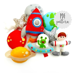 PDF pattern and instructions for Space garland. Instant download. Felt pattern. Nursery decor. Felt garland. Space nursery.