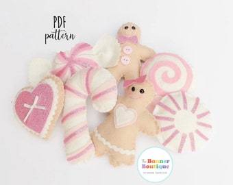 Patrón PDF para guirnalda Festive Treats, Descarga digital, Patrón de costura de fieltro, Banner Boutique, Decoración navideña.