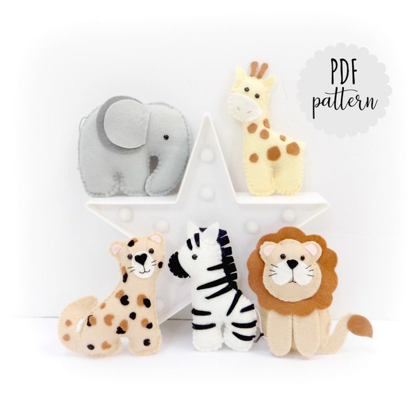 Felt Safari Animals Etsy