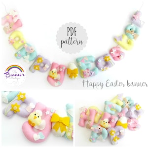 PDF pattern to make a Happy Easter banner. Digital pattern. Pattern.  Kit. Sewing kit. Instant download. Felt sewing pattern.